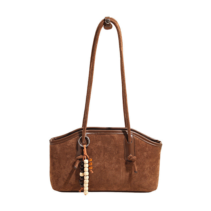 Damen modische Henkeltasche aus weichem Wildleder mit dekorativen Perlen Nord Taschen