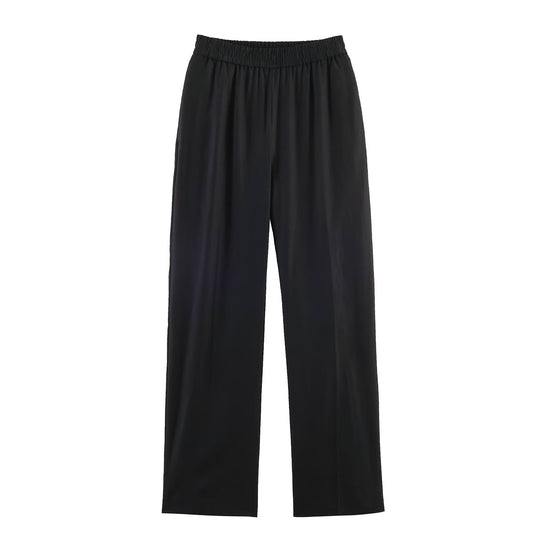 Damen Weite Palazzo-Hose mit elastischem Raffungsgummibund und fließendem Leichtstoff Nord Taschen