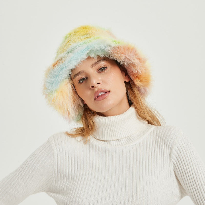 Damen Flauschiger Bucket‑Hut aus hochwertigem Kunstpelz mit Teddy‑Textur Nord Taschen