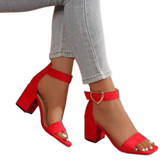 Damen Sandalen mit herzförmigem Schnallen-Detail und komfortablem Blockabsatz Nord Taschen