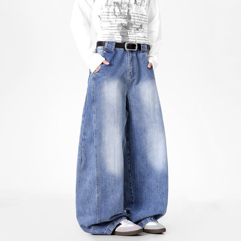 Herren Extraweite Baggy-Jeans mit extrem weitem Bein, tiefem Schritt & markanter Used-Waschung Nord Taschen