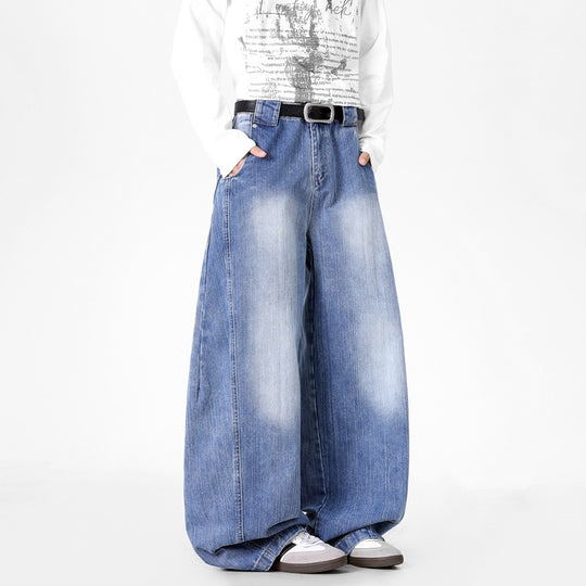 Herren Extraweite Baggy-Jeans mit extrem weitem Bein, tiefem Schritt & markanter Used-Waschung Nord Taschen
