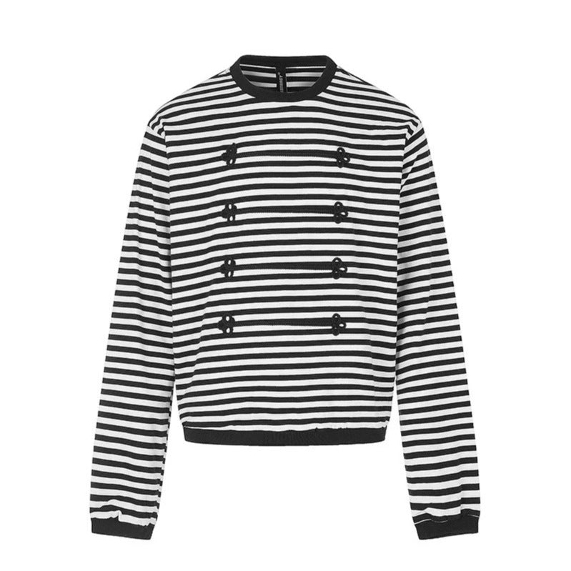 Damen Gestreiftes Sweatshirt mit maritimen Knotenapplikationen Nord Taschen