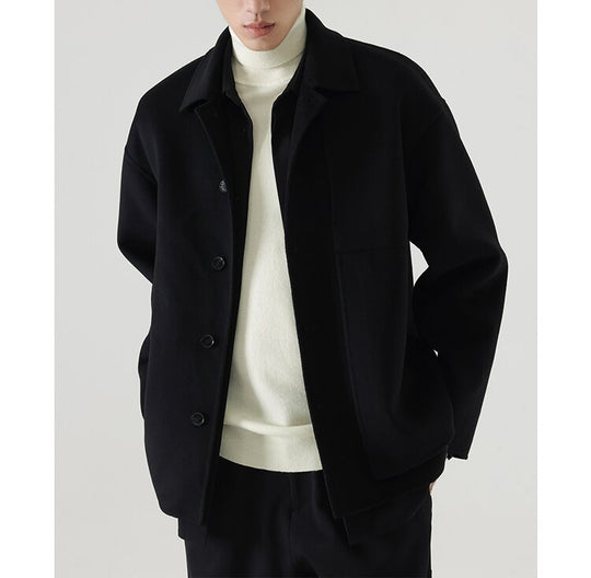 Herren Boxy Wollmix-Hemdjacke mit durchgehender Knopfleiste und überschnittener Schulter Nord Taschen