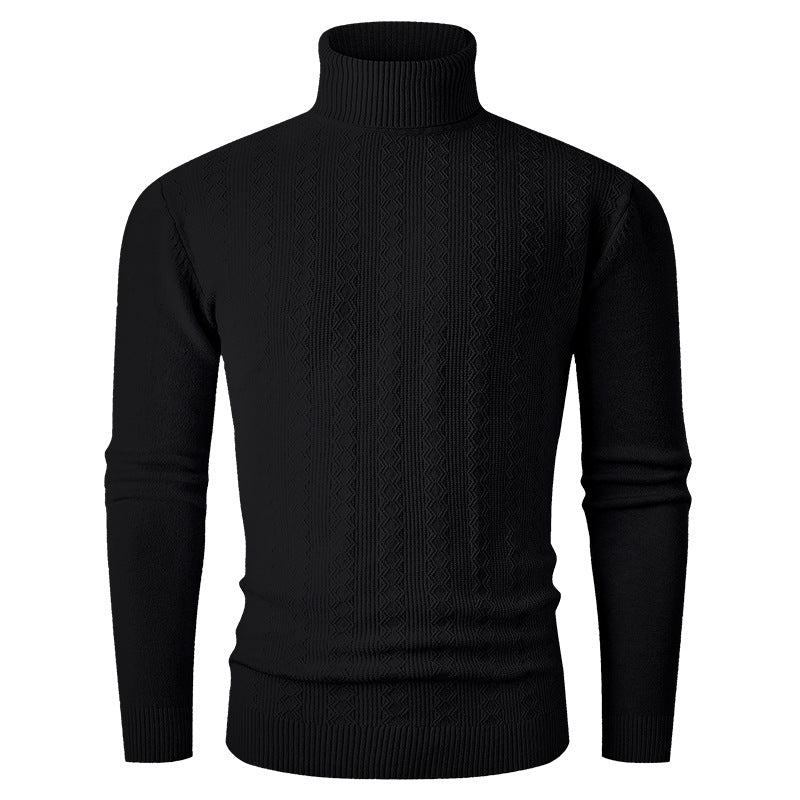 Herren Rollkragenpullover aus Feinstrick mit Zopfmuster und schmaler Silhouette Nord Taschen