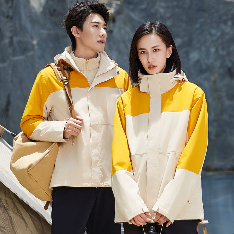 Unisex zweilagige wasserabweisende Outdoorjacke mit Kapuze und Colorblock-Design Nord Taschen
