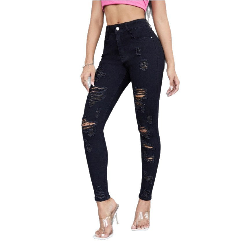 Damen High-Waist Skinny-Jeans mit starkem Destroy-Effekt Nord Taschen