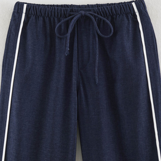 Damen Lounge-Hose mit weitem Bein, Kordelzug und seitlichen Kontraststreifen Nord Taschen