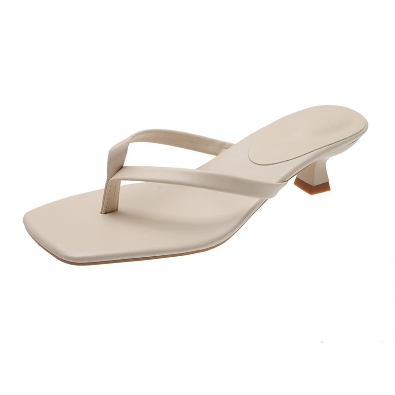 Damen Minimalistische Zehentrenner-Sandalen mit elegantem Absatz