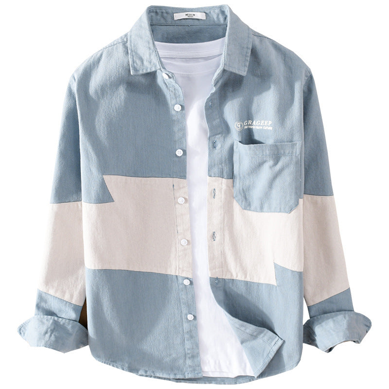 Herren Farbblock-Overshirt aus Baumwollmix mit Brusttasche und Relaxed-Fit Nord Taschen
