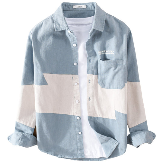 Herren Farbblock-Overshirt aus Baumwollmix mit Brusttasche und Relaxed-Fit Nord Taschen