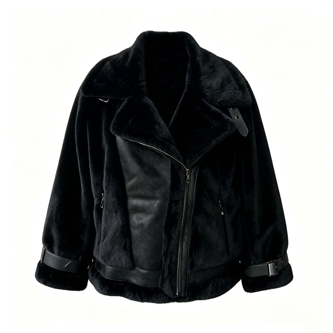 Damen Kurzjacke im Aviatorstil mit Kunstfell‑Futter und Schnallenärmeln Nord Taschen