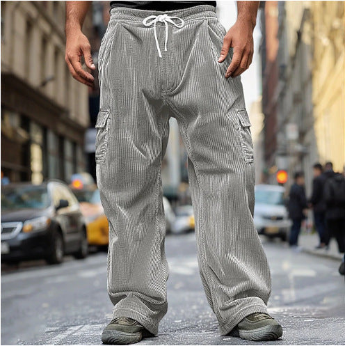 Herren Cord-Optik Cargo-Jogger mit Tunnelzug, elastischem Bund und aufgesetzten Klapptaschen Nord Taschen