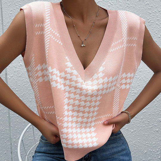 Damen Trendiger V-Ausschnitt Strickpullover Nord Taschen