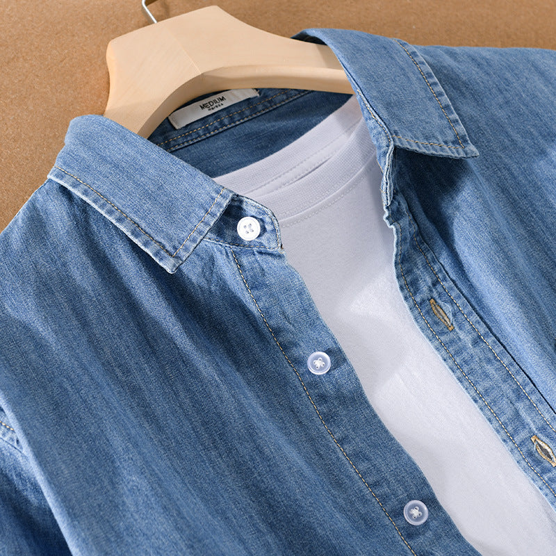 Herren Gewaschenes Denim-Overshirt mit Pattentasche, Relaxed-Fit und weichem Griff Nord Taschen