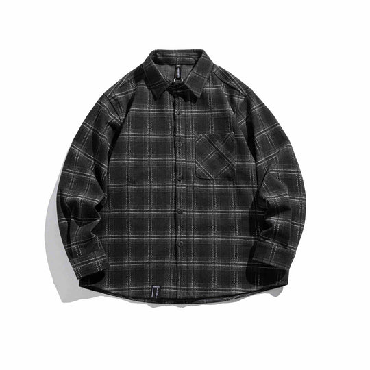 Herren Kariertes Overshirt aus flauschigem Twill mit Hemdkragen Nord Taschen