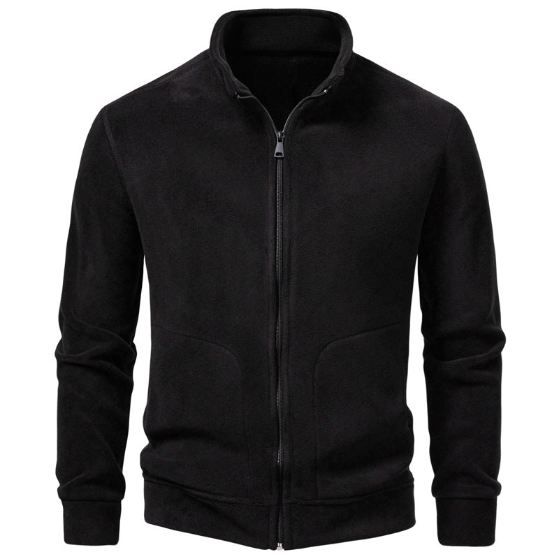 Herren Slim-Fit Fleecejacke mit Stehkragen, durchgehendem Reißverschluss und Eingrifftaschen Nord Taschen