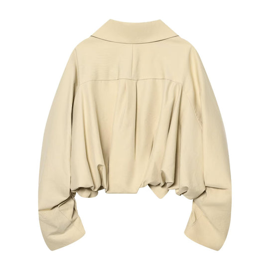 Damen Kurze geraffte Blousonjacke mit großem Peter‑Pan‑Kragen Nord Taschen