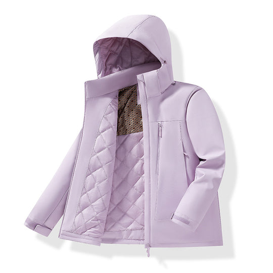 Herren Wasserabweisende gesteppte Thermo-Outdoorjacke mit Kapuze und verdeckten Reißverschlusstaschen Nord Taschen