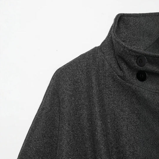 Damen Wollcape-Mantel mit Stehkragen, Knopfverschluss und Bindegürtel Nord Taschen