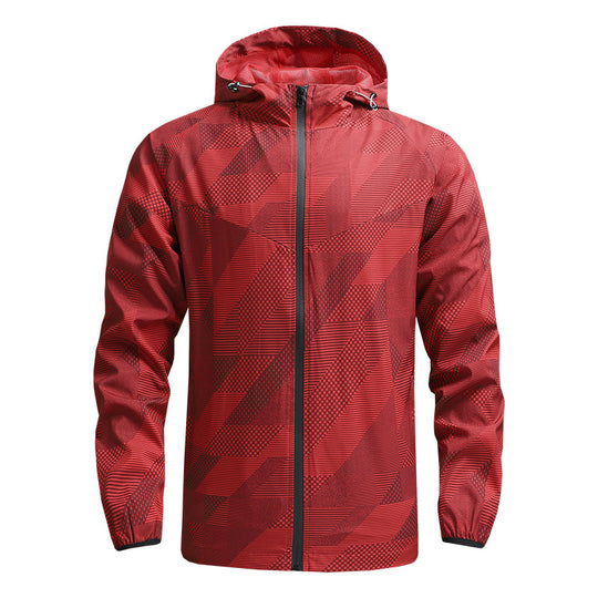 Herren Ultraleichte atmungsaktive Windjacke mit Kapuze und reflektierendem Geometrie-Print Nord Taschen