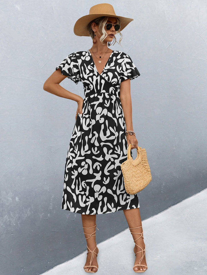 Damen Wickelkleid mit floralem Muster und eleganter Raffung
