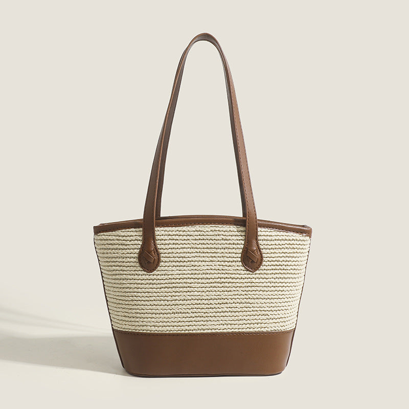 Damen Strandtasche mit hochwertigen Kunstlederelementen und robustem geflochtenem Design Nord Taschen