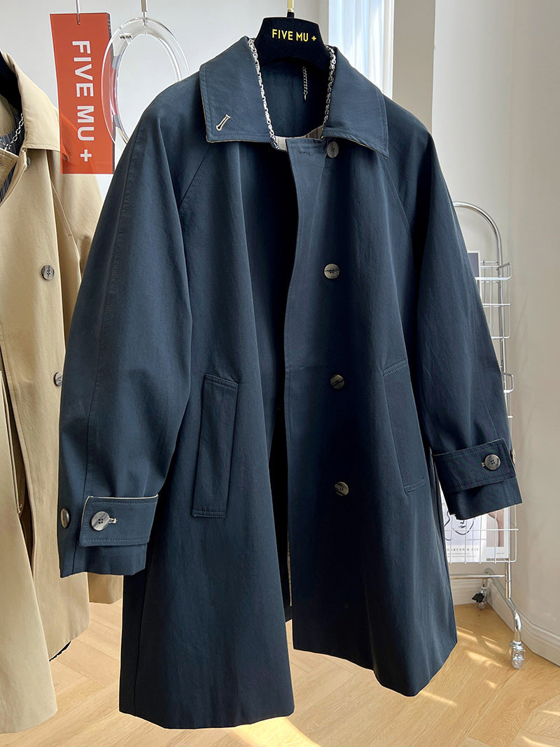 Damen Oversize-Trenchcoat mit Raglanärmeln, verdeckter Knopfleiste & verstellbaren Manschetten Nord Taschen