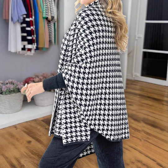 Damen modischer Poncho mit Hahnentrittmuster Nord Taschen