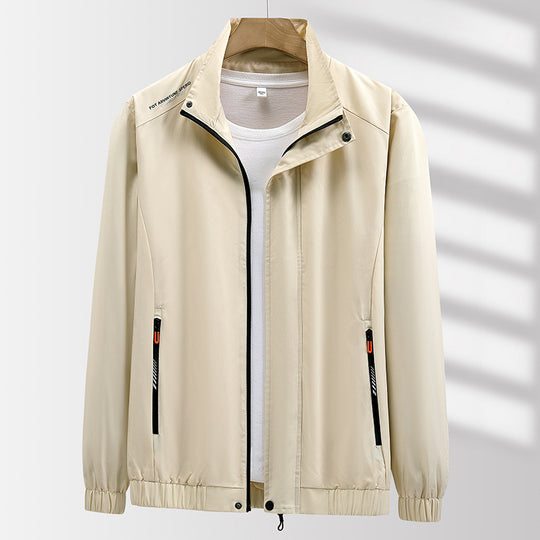 Herren Leichte atmungsaktive Windjacke mit Stehkragen, Reißverschlusstaschen und Kordelzug Saum Nord Taschen