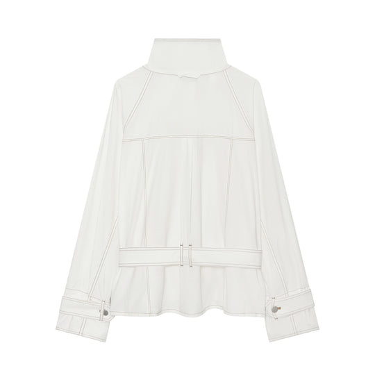Damen Cropped Utility‑Jacke mit Stehkragen, Taillenband und sichtbaren Ziernähten Nord Taschen