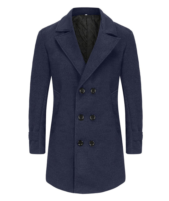 Herren Doppelreihiger City Mantel aus Wollmix mit taillierter Silhouette Nord Taschen