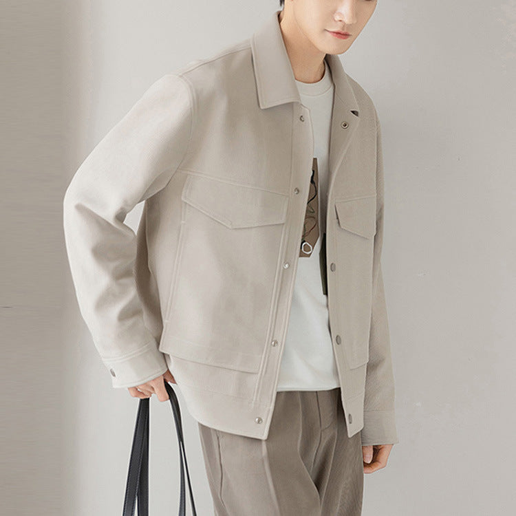 Herren Boxy Overshirt-Jacke mit Druckknöpfen und aufgesetzten Taschen Nord Taschen