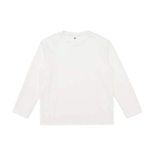 Damen Feines Baumwoll-Langarmshirt mit geradem Saum und Ziernaht-Detail Nord Taschen