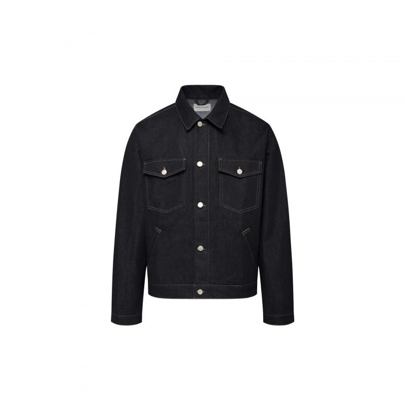 Unisex Zeitlose Boxy-Denimjacke im Worker-Look mit Pattentaschen und Metallknopfleiste Nord Taschen