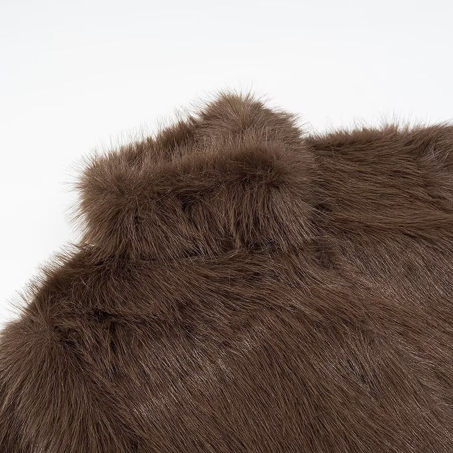 Damen Kurze Kunstfelljacke mit hohem Stehkragen und Oversized‑Silhouette Nord Taschen