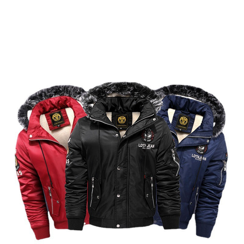 Herren  gefütterte Winterparka mit Teddyfutter, Kunstfellkapuze und multiplen Reißverschlusstaschen Nord Taschen
