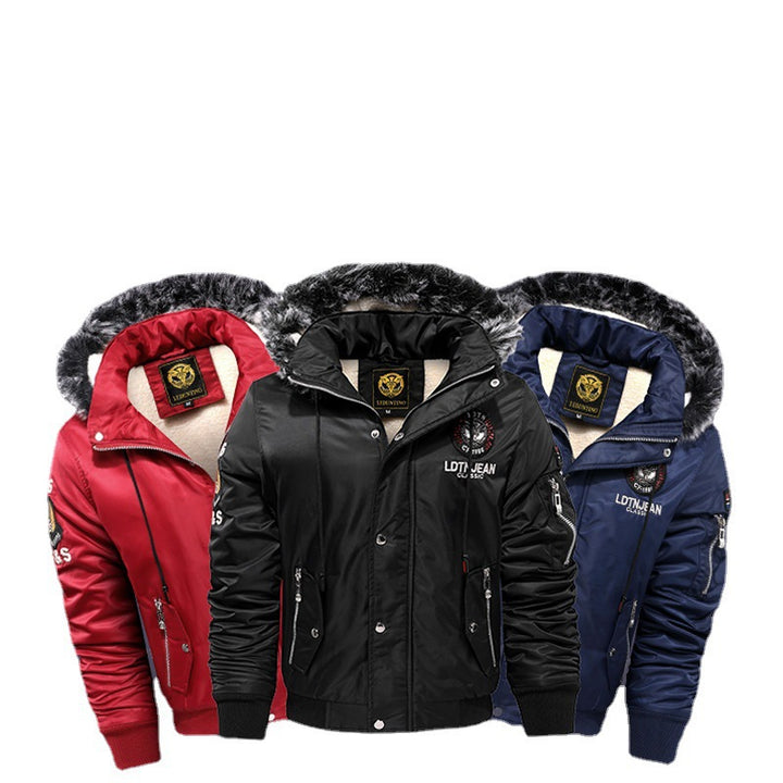 Herren  gefütterte Winterparka mit Teddyfutter, Kunstfellkapuze und multiplen Reißverschlusstaschen Nord Taschen
