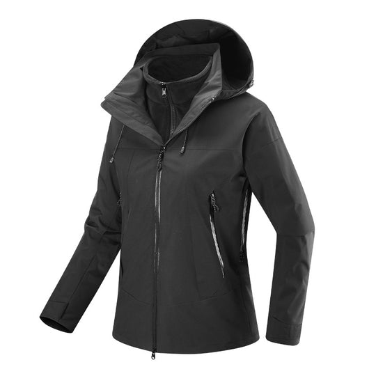Damen zweilagige Softshell-Jacke mit herausnehmbarer Fleece-Innenjacke und verstellbarer Kapuze Nord Taschen
