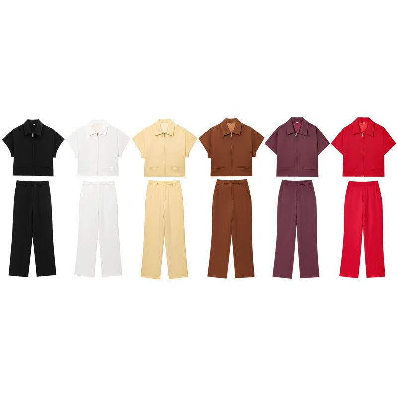 Damen Weite High‑Waist Stoffhose mit Bügelfalte und geradem Bein Nord Taschen