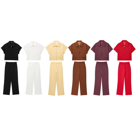 Damen Weite High‑Waist Stoffhose mit Bügelfalte und geradem Bein Nord Taschen