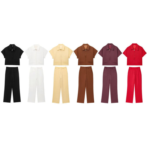 Damen Weite High‑Waist Stoffhose mit Bügelfalte und geradem Bein Nord Taschen