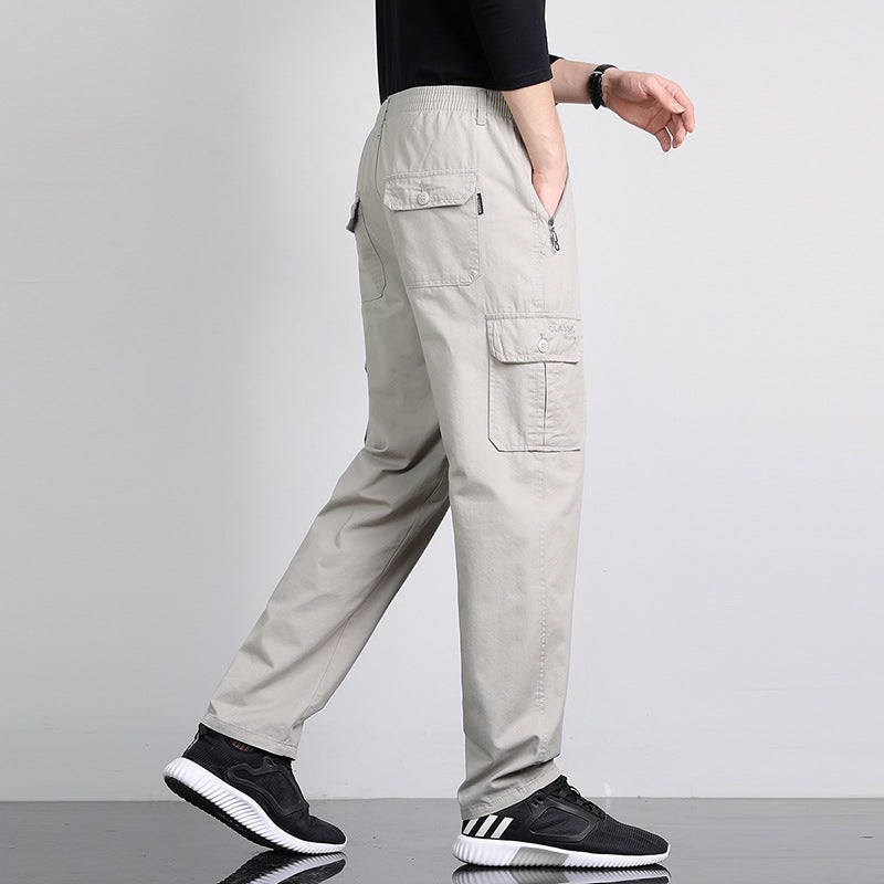 Herren Lockere Cargohose mit elastischem Bund, Multifach‑Taschen & geradem Bein Nord Taschen