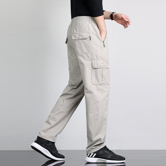 Herren Lockere Cargohose mit elastischem Bund, Multifach‑Taschen & geradem Bein Nord Taschen