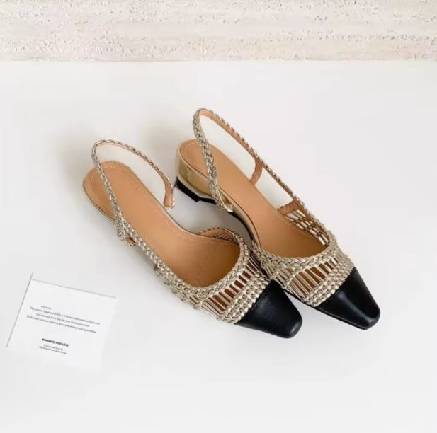 Damen Slingback-Pumps mit modischem Flecht-Design und elegantem Spitzenzeh