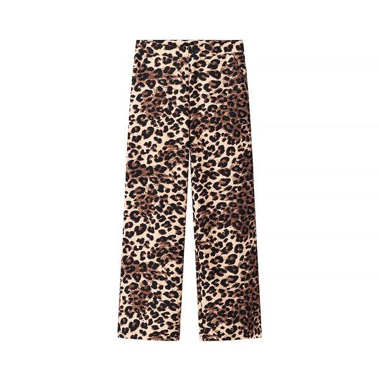 Damen Weite High‑Waist Palazzo‑Hose mit Leopardenmuster und fließendem Fall Nord Taschen