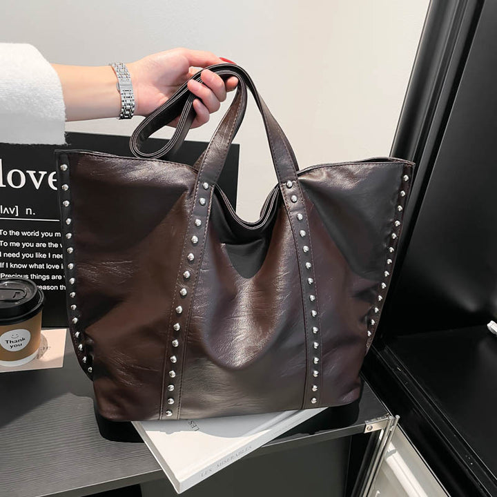 Damen Shopper Tasche mit modischen Nieten Nord Taschen