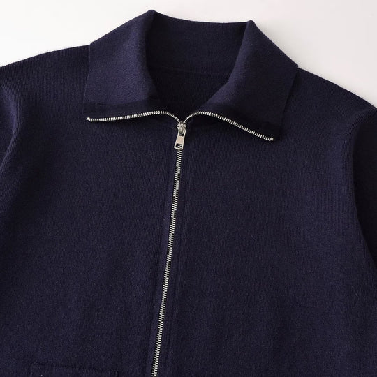 Damen Grobgestrickte Oversize-Zipjacke mit Stehkragen und aufgesetzten Taschen Nord Taschen