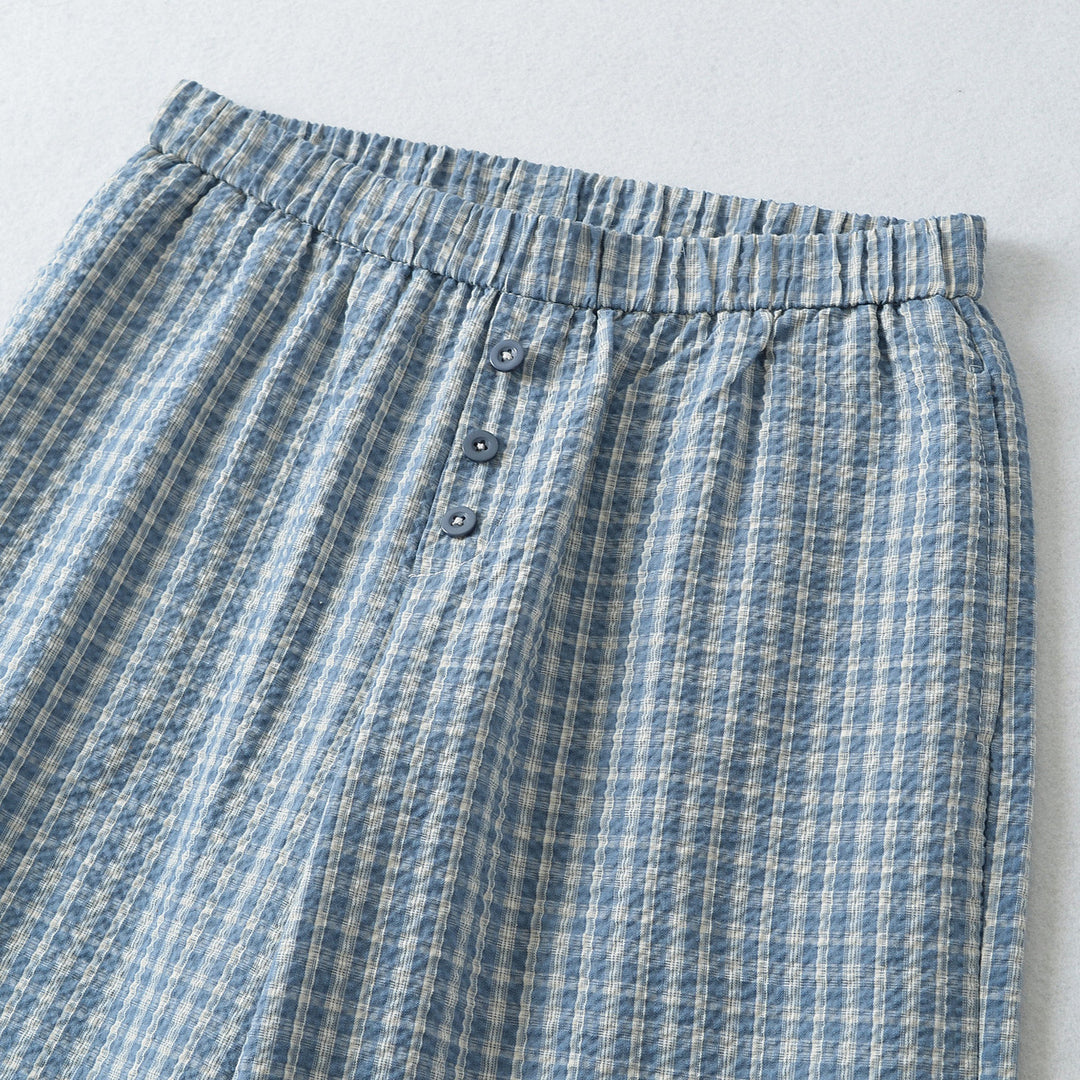 Damen Weite High-Waist Palazzo-Hose mit Gummibund und Knopfblende Nord Taschen