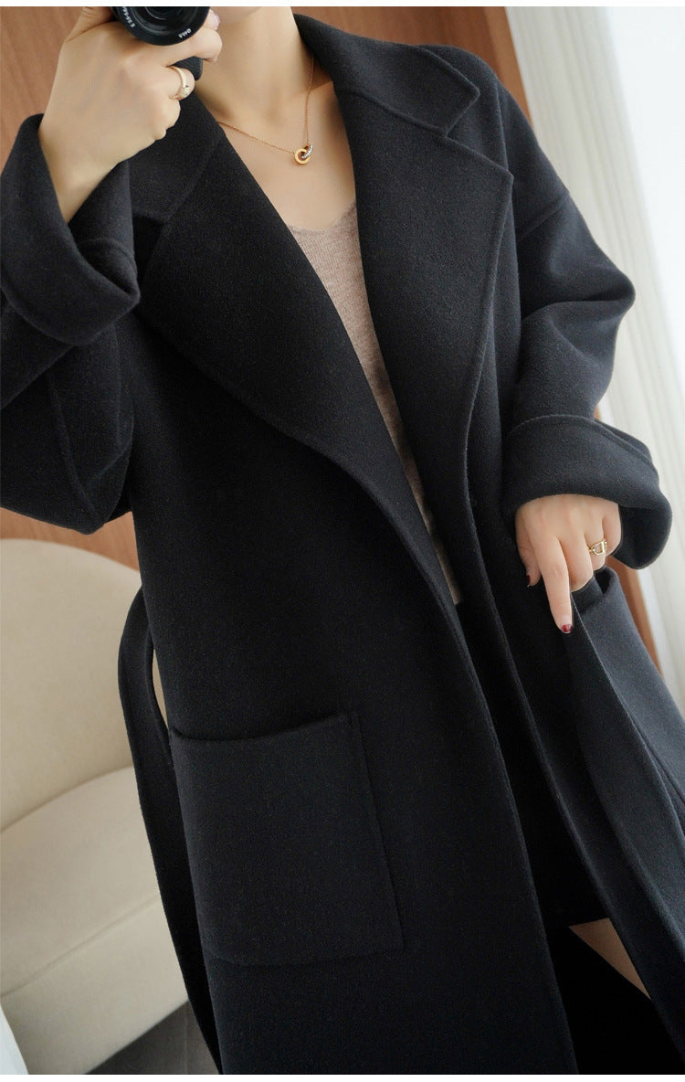 Damen Wollmix-Longcoat im Oversize-Schnitt mit großen aufgesetzten Taschen Nord Taschen